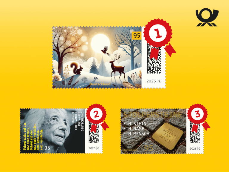 Schönste Briefmarke des Jahres 2025 – Plätze 1 bis 3