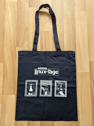 Stoffbeutel der Chemnitzer Linux-Tage 2025 – Vorderseite