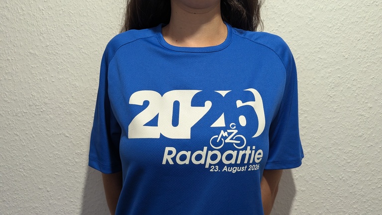 Vorderseite des T-Shirts mit dem Motiv der 16. MZ-Radpartie vom 23.08.2026.